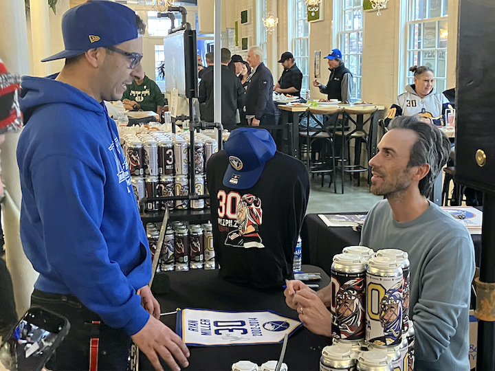 Former Buffalo Sabres goalie Ryan Miller meets fans at Resurgence Brewing Company. Two new beers celebrate his career achievements. In addition to a storied career in the NHL, the Michigan native played for two U.S. Olympic teams, winning a silver medal in 2010.