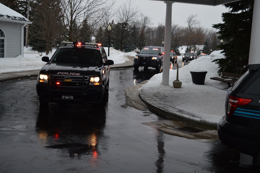 Law enforcement vehicles from 20 local agencies roll out from Kotecki's Gardenview Grove in West Seneca to begin an expanded holiday season anti-DWI campaign across Erie County. DWI patrols will be out in force countywide as local law enforcement joins their state and national counterparts to crack down on impaired driving and keep motorists safe.