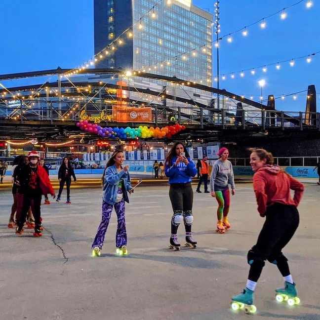 Fun at the Roller Rink at Canalside. (Images courtesy of Erie Canal Harbor Development Corp.)