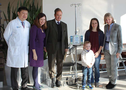 Dr. Lijian Cai, Kara Kelly, Congressman Brian Higgins, Alex Tingley, Katie Tingley and Dr. Candace Johnson, president and CEO of Roswell Park Comprehensive Cancer Center.