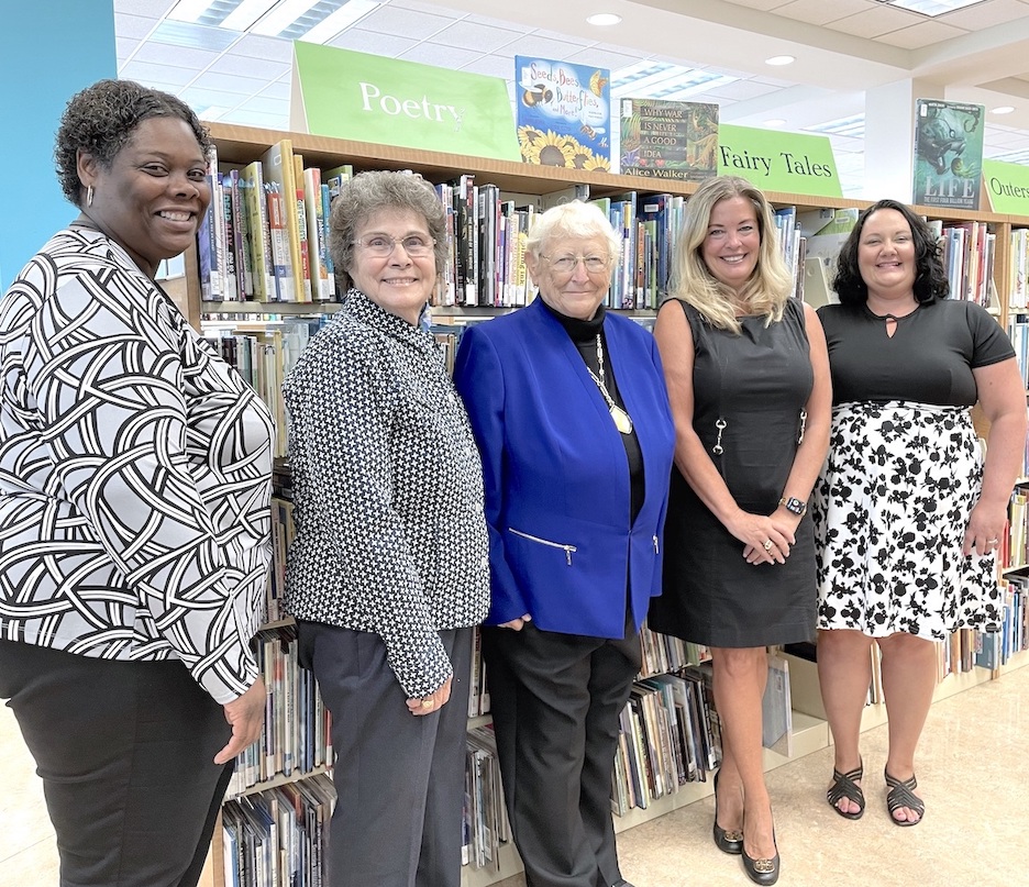 Pictured, from left: Dorinda Darden (Buffalo & Erie County Public Library assistant deputy director), Dr. Geraldine Bard (Project Flight co-founder and co-director), Dr. Elizabeth Cappella (Project Flight co-founder and co-director), Legislator Lisa Chimera and Tara Schafer (Literacy Buffalo Niagara executive director)