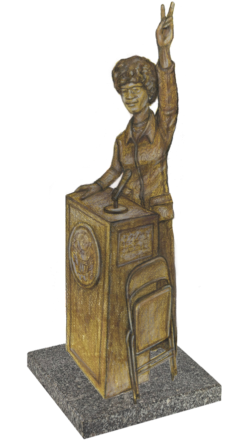 Pictured is a rendering of Julia Bottoms' statue design honoring the late Shirley Chisholm. (Courtesy of New York State Sen. Sean Ryan's Office)