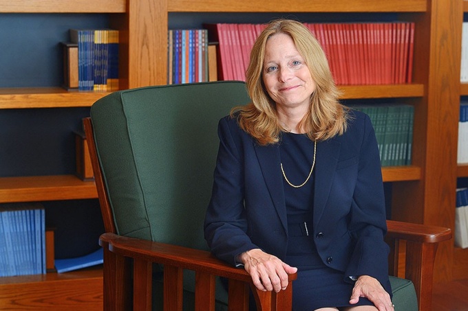 UB law professor Nellie Drew employs creative teaching techniques in her sports law courses, which include `The Anatomy of a Franchise Transaction` and `Professional Sports Contract Negotiation and Arbitration.` (Image courtesy of University at Buffalo/Charles Anzalone)