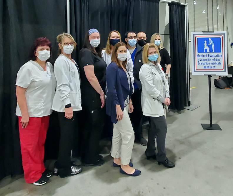 The Niagara Falls Memorial Medical Center vaccination team at the Conference Center on Old Falls Street.