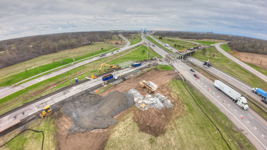 Beaver Island Parkway Bridge construction is underway to address deterioration. A detour that began in late March will be in place until the conclusion of work late this year. (Photo by K&D Action Photo and Aerial Imaging) 