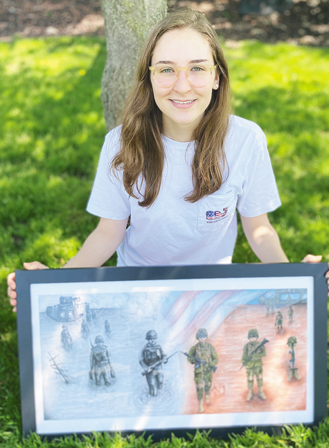 Morgan Schaefer with her drawing.