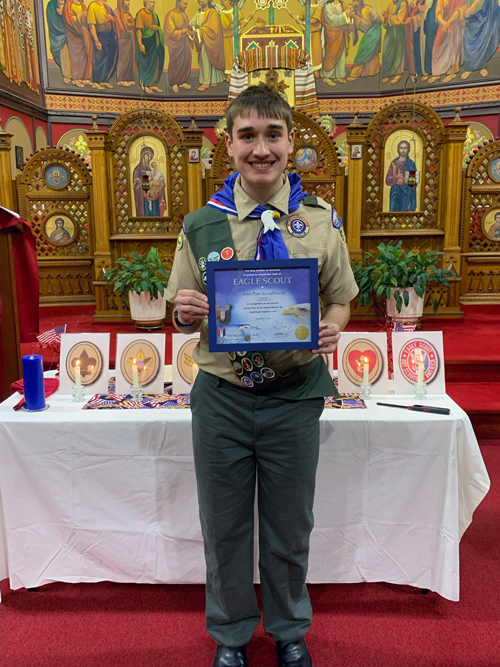 John Paul Szczublewski is a new Eagle Scout. His ceremony was held at St. Nicholas Ukrainian Catholic Church in Buffalo. (Photo by Susan Szczublewski)