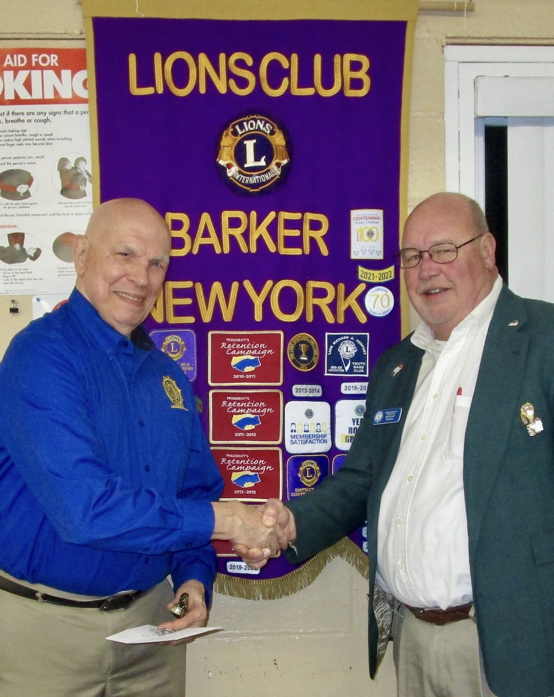 Grand Island Lion Tom Witkowski and Barker Lion President Dale Corwin. (Submitted)