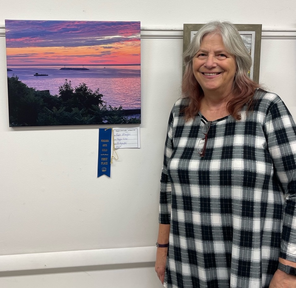 Maggie Eaton and Best of Show awardee `Purple Afterglow.` (Photo provided by the Niagara Arts Guild)