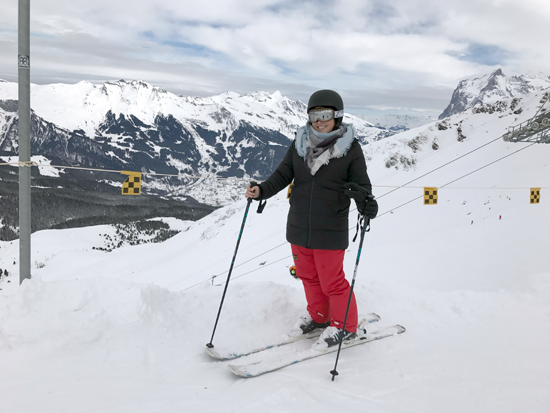 Ashley Fox skiing on the Alps in Jungfrau in Interlaken, Switzerland. (©Photo by Ashley Fox, used with permission)