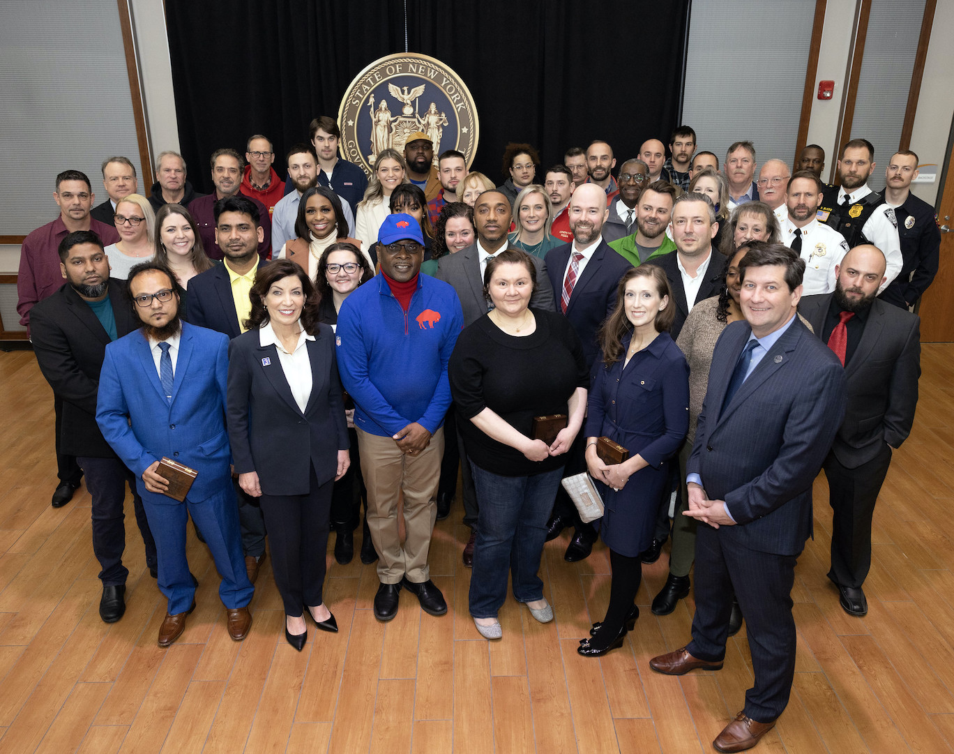 Gov. Kathy Hochul recognizes first responders and community heroes for their actions during the December blizzard in Buffalo. (Photo by Mike Groll/Office of Gov. Kathy Hochul)