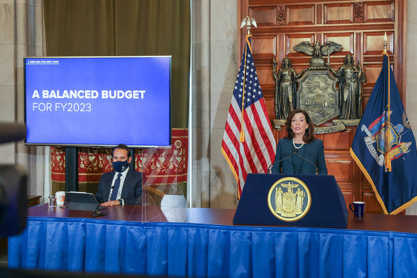 Gov. Kathy Hochul presents fiscal year 2023 executive budget in the Red Room of the Capitol (Photo by Mike Groll/Office of Gov. Kathy Hochul)