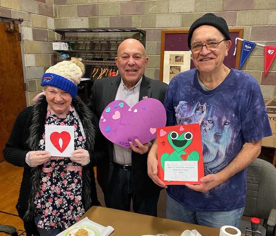 Assemblyman Angelo Morinello with seniors from Meals on Wheels on Feb. 11. (Submitted photo)