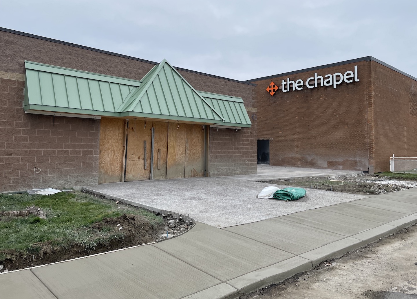 A new entryway to The Chapel's Niagara Falls campus is well under construction at the former weight room. In addition, an outdoor patio will be available for congregants once the weather is warmer.