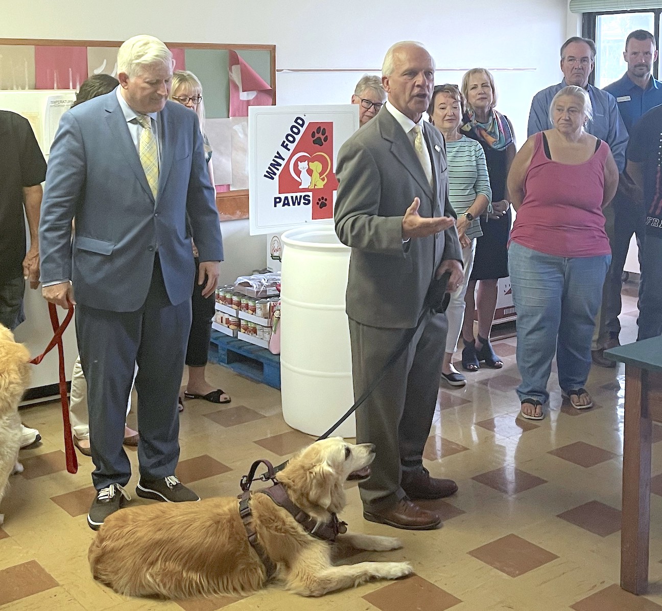 Niagara County Clerk Joseph A. Jastrzemski speaks at the WNY Food 4 Paws event with Erie County Clerk Mickey Kearns on his left. (Submitted)