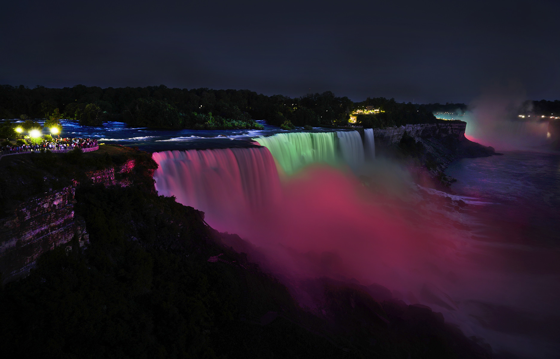 Niagara Falls is seen lit up for the occasion. (Photo by Paul Pasquarello; courtesy of the Office of Gov. Andrew M. Cuomo)