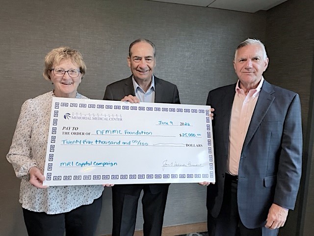 Pictured, from left: Jane Schroeder, auxiliary president; James Roscetti, Esq., chairman of Memorial's board of directors; and Joseph Ruffolo, president and CEO of Niagara Falls Memorial Medical Center. (Submitted)