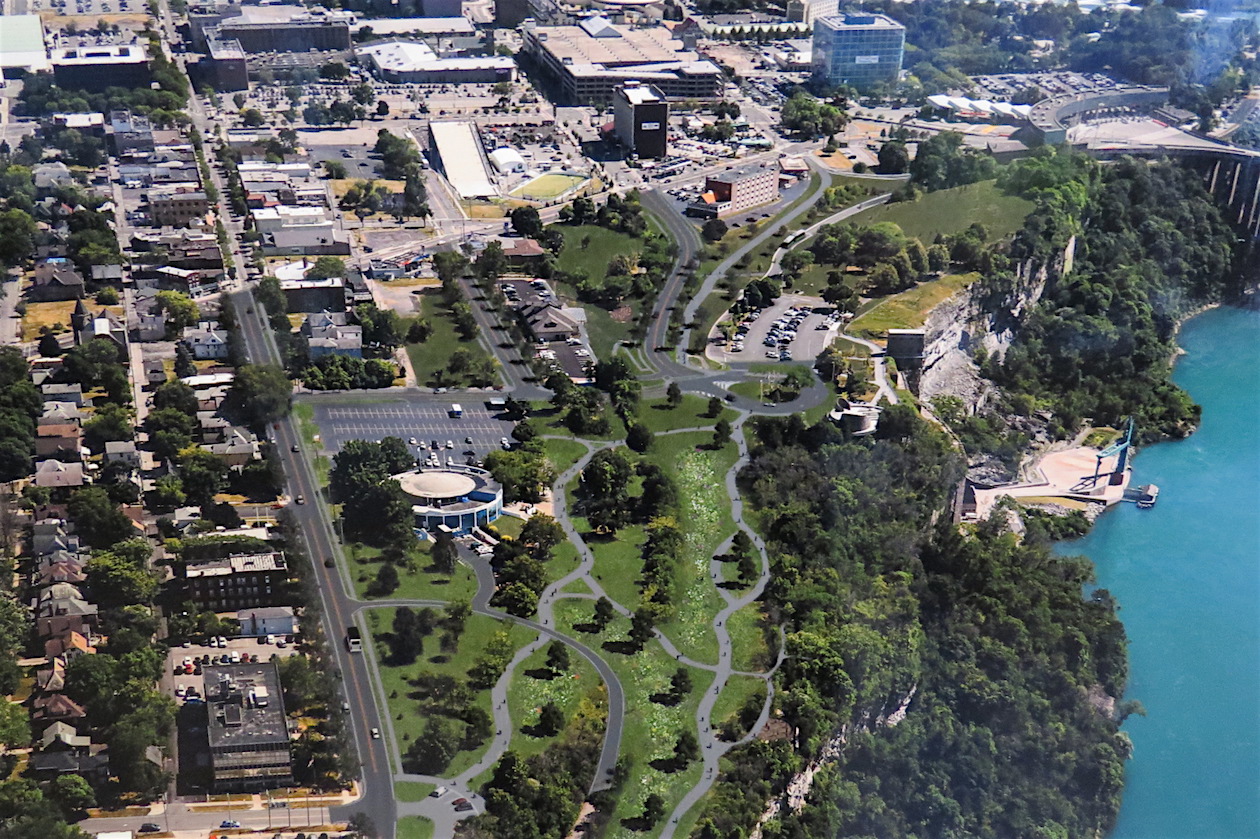 Shown is a rendering of the Niagara Falls cultural district with the multi-lane parkway removed in the image. (Photo courtesy of New York State Office of Parks, Recreation and Historic Preservation)
