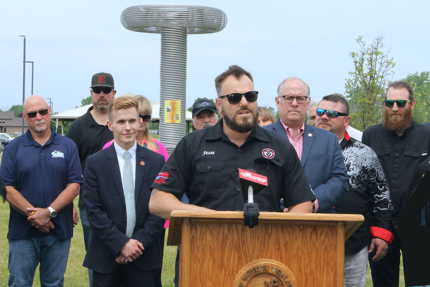Niagara County Legislator and concert series founder Jesse Gooch announces the lineup for the `Thursdays on the Water` concert series at Gratwick Park.