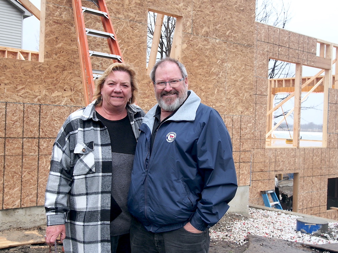Sue Dobmeier and Jack Dally at the Niagara Sailing Clubhouse, which is currently being constructed by J.F. Dickinson Construction, and Island based business (Photo by Alice Gerard)