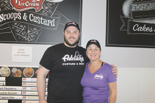 Adrian's Custard & Beef owner ToniMarie Amantia stands with her son, Manager Patrick Antonelli inside the restaurant.