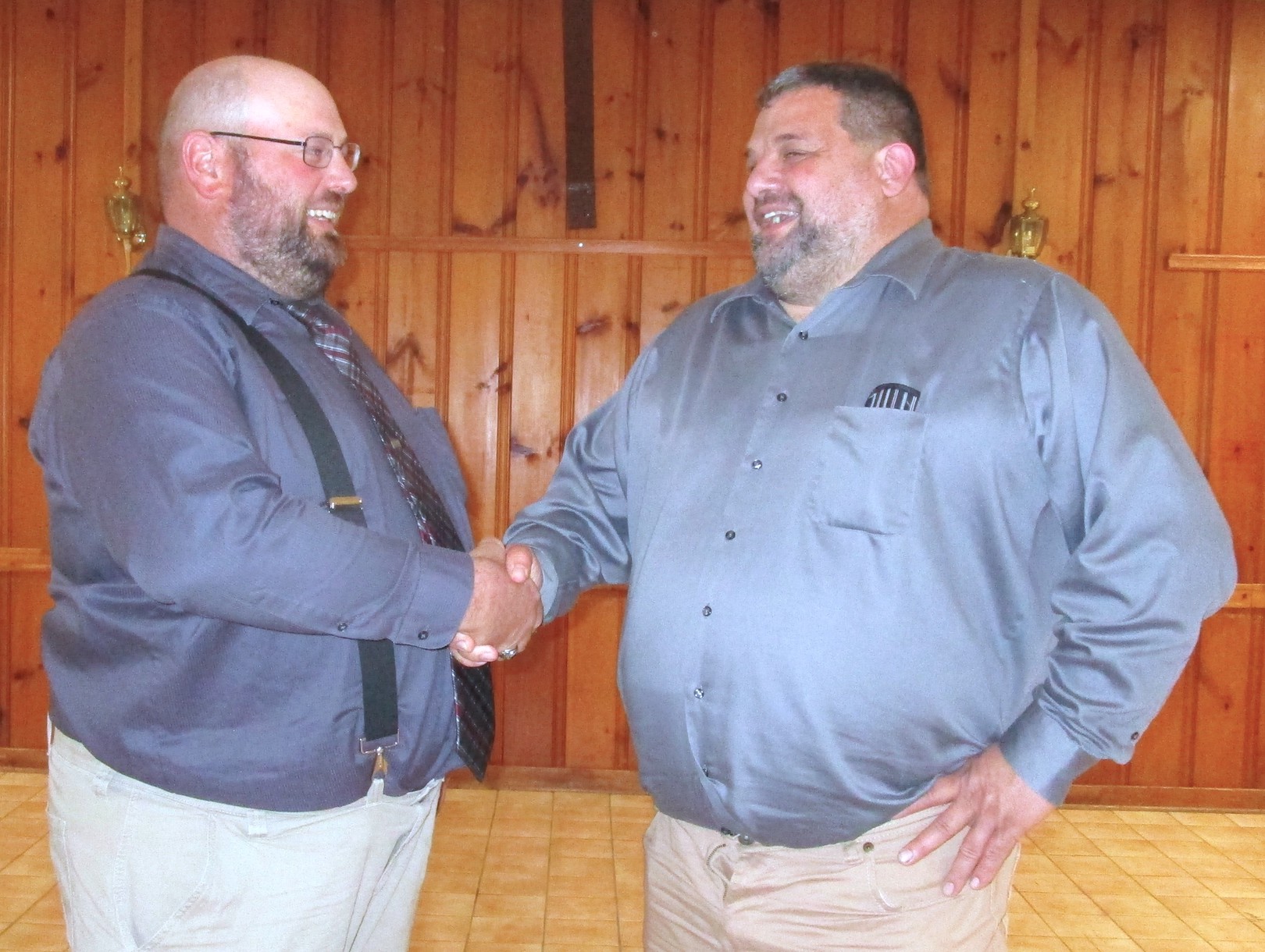 Niagara County Farm Bureau President Kevin Bittner is congratulated by NY Farm Bureau District 2 Director Pat McCormick. (Submitted photo)