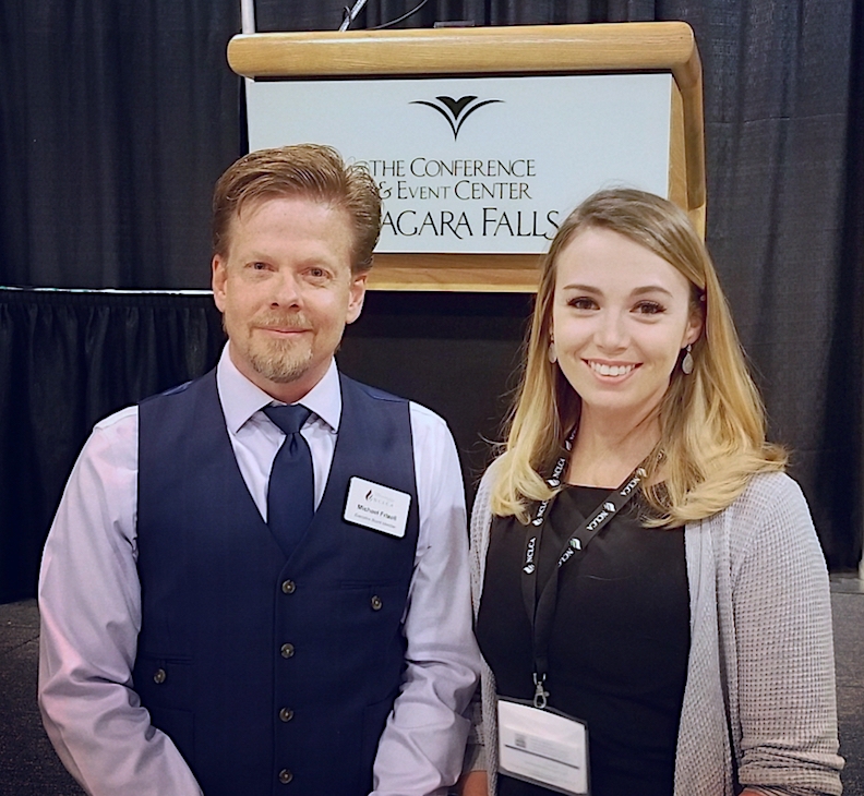 NCCC Academic Center for Excellence Coordinator Madison Ackerman is pictured with NCLCA President Michael Frizell.