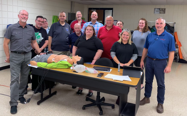 Instructors and students participate in the NCCC Workforce EMS program using the state-of-the-art AmbuMan Advanced training manikin. (Submitted)