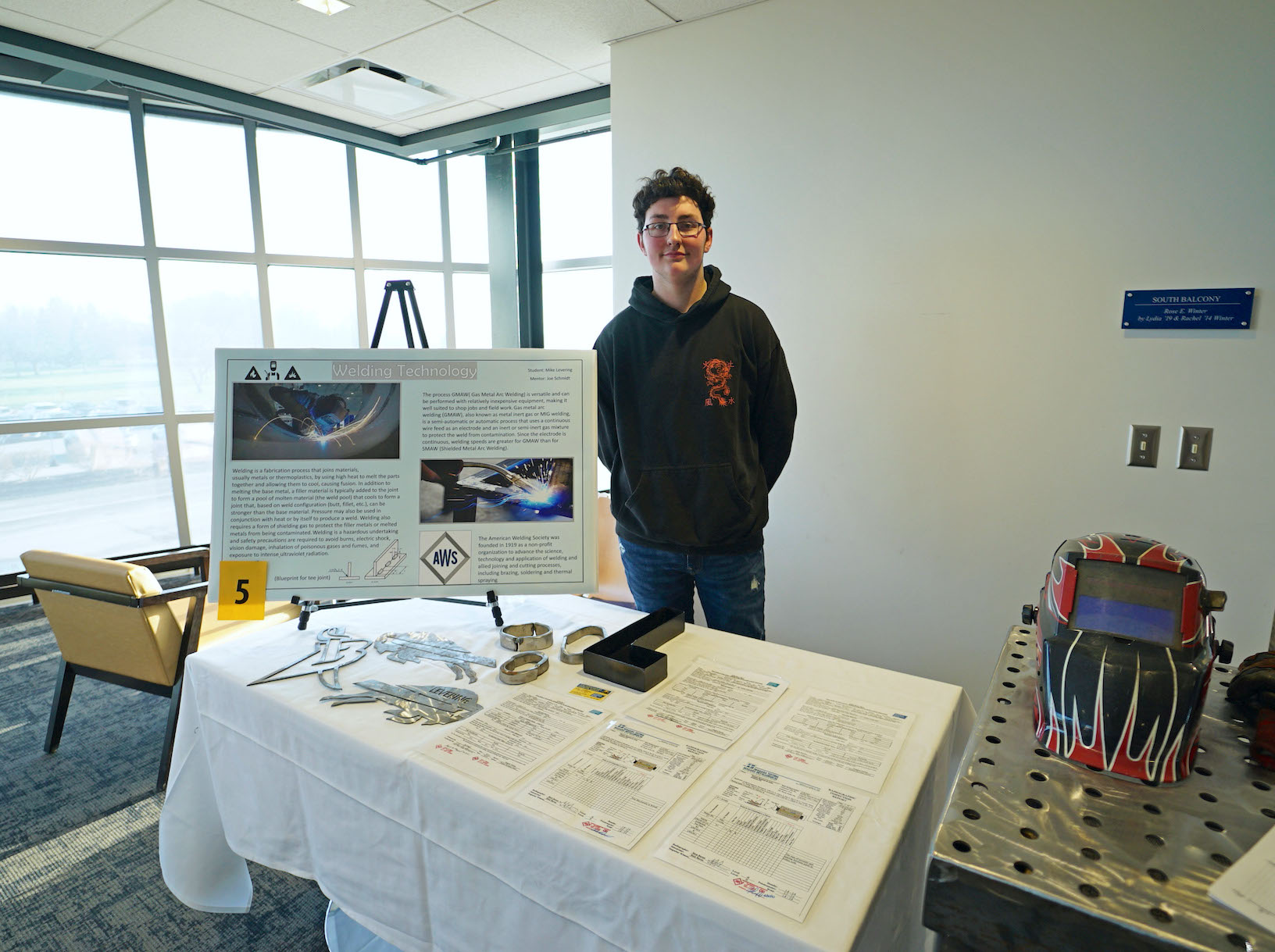 2022 showcase presenter and welding student Michael Levering presents sports memorabilia and other creations he made with welding tools and techniques. (Submitted photo)