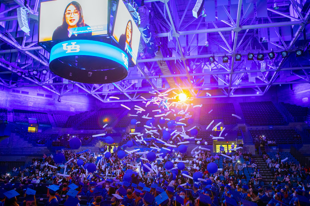 For the first time in two years, all 22 commencement ceremonies at UB are taking place in person. (Photo: Douglas Levere)