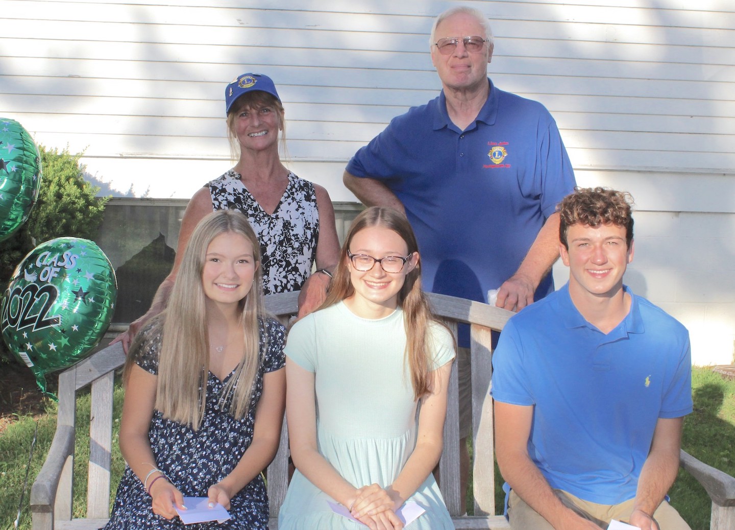 Pictured, from left: (sitting) Sara Reese, Julia Thomas and Lucas Heffler; and (standing) scholarship committee members and Lions Beverly Van Deusen and John Rolfe. (Submitted photo)