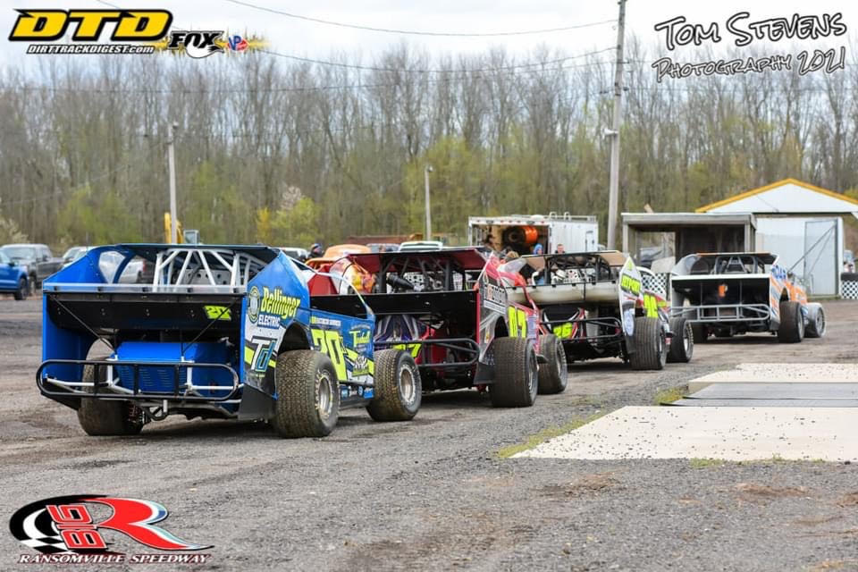 A field of 358 Modifieds going through the pre-inspection line. (Photo by Tom Stevens/courtesy of Ransomville Speedway)