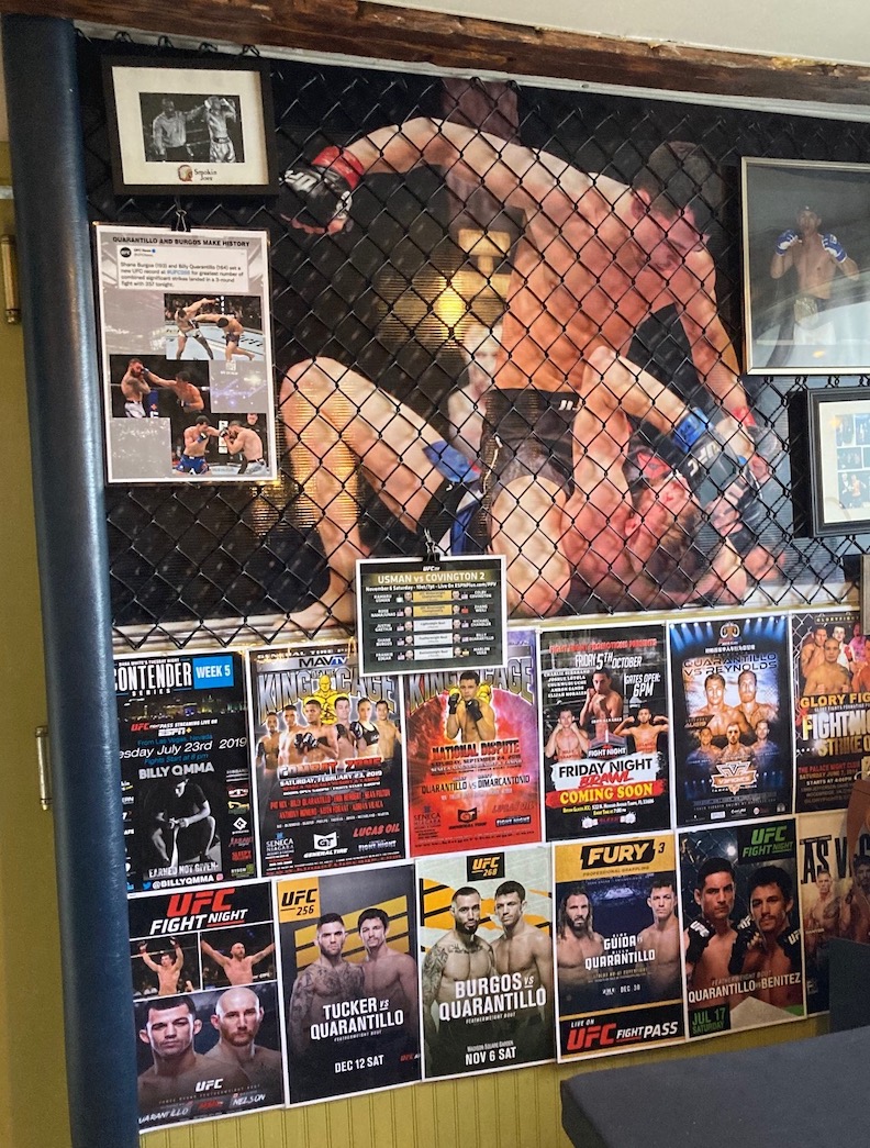 Some of Billy Quarantillo's MMA accomplishments are on a wall inside Tracy Gillick's Hill-Vue Café & Catering.