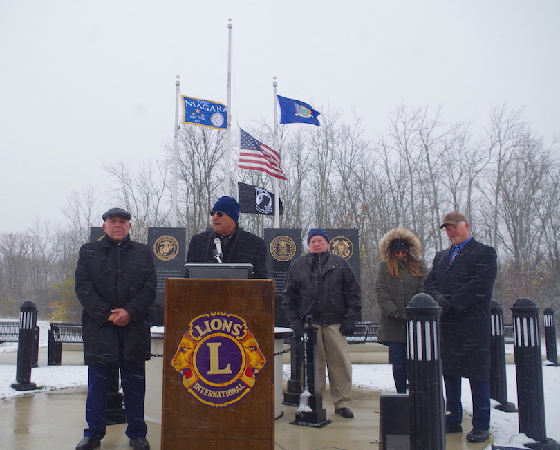 Pictured from Last year's ceremony are Assemblyman Angelo Morinello, Lion Angelo Onevelo, Lion Ed Sturgeon, Lioness Elizabeth Colangelo and Pastor Ron Maines. (Image courtesy of the Town of Niagara Lions Club)