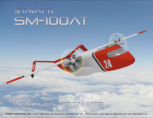 The Stavatti SM-100AT, designed to combat forest fires, will be produced at Stavatti Aerospace's SNAPPER facility in the Town of Niagara. (Credit: Stavatti Aerospace)