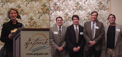 Pictured above, from left, Michele Heffernan was recognized for 32 years of service as an Artpark & Company board member. Artpark's new board members are, from left, Chris Sebastian, Robert Patterson, Duncan Smith and Jason Brydges.