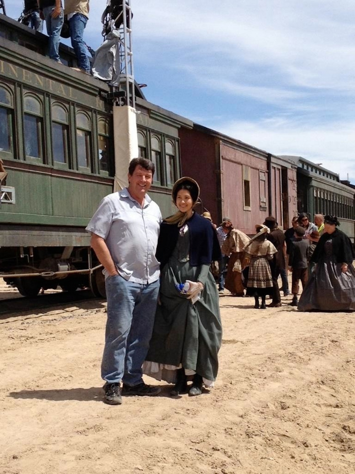 Craig Hosking stands next to his stepdaughter, Michelle, on the set of "The Lone Ranger." Michelle, 17, was an extra in the film, which premieres next week. (submitted photo)