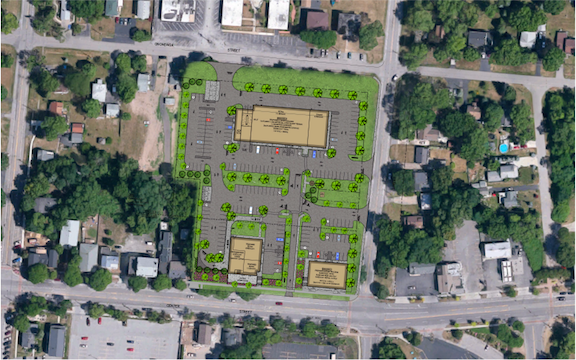 An artist's rendering of Ellicott Development's Village of Lewiston plaza plan.