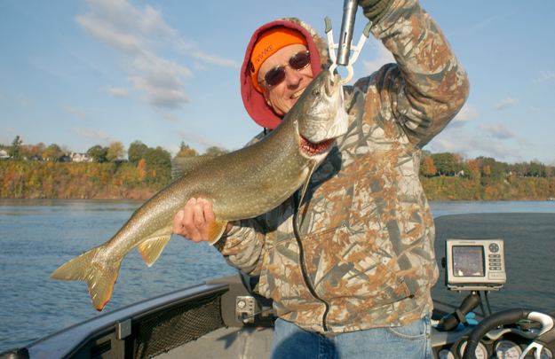 The lake trout season had just closed, so this fish was released back into the water.