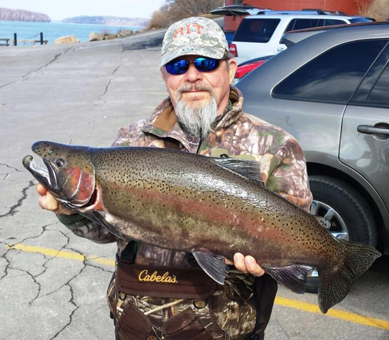 Bob Rustowicz shown with his 12.22-pound, first-place entry in the annual NRAA Roger Tobey Memorial Steelhead Contest, held last Saturday. (Author photo)