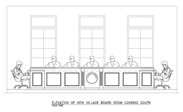 Shown is a drawing depicting the new look of the new Village of Lewiston boardroom inside the Red Brick Municipal Building. (Contributed image)