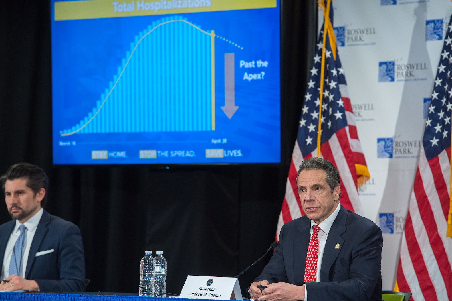 Gov. Andrew Cuomo delivers his daily press briefing while in Buffalo on Tuesday. (Photo by Darren McGee/Office of Gov. Andrew M. Cuomo)