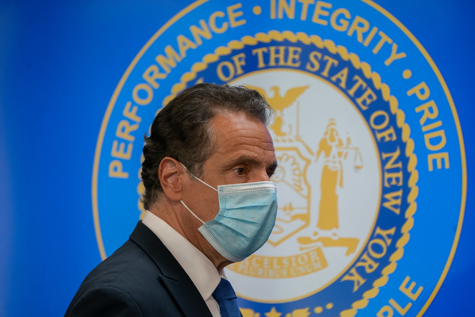 Gov. Andrew Cuomo delivers a coronavirus update at Iona College, New Rochelle, on Friday. (Photo courtesy of the Office of Gov. Andrew M. Cuomo)
