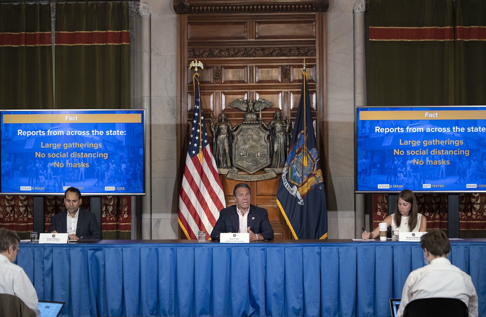 Gov. Andrew Cuomo provided a coronavirus update during a press conference Sunday in the Red Room at the State Capitol. (Photo by Mike Groll/Office of Gov. Andrew M. Cuomo)
