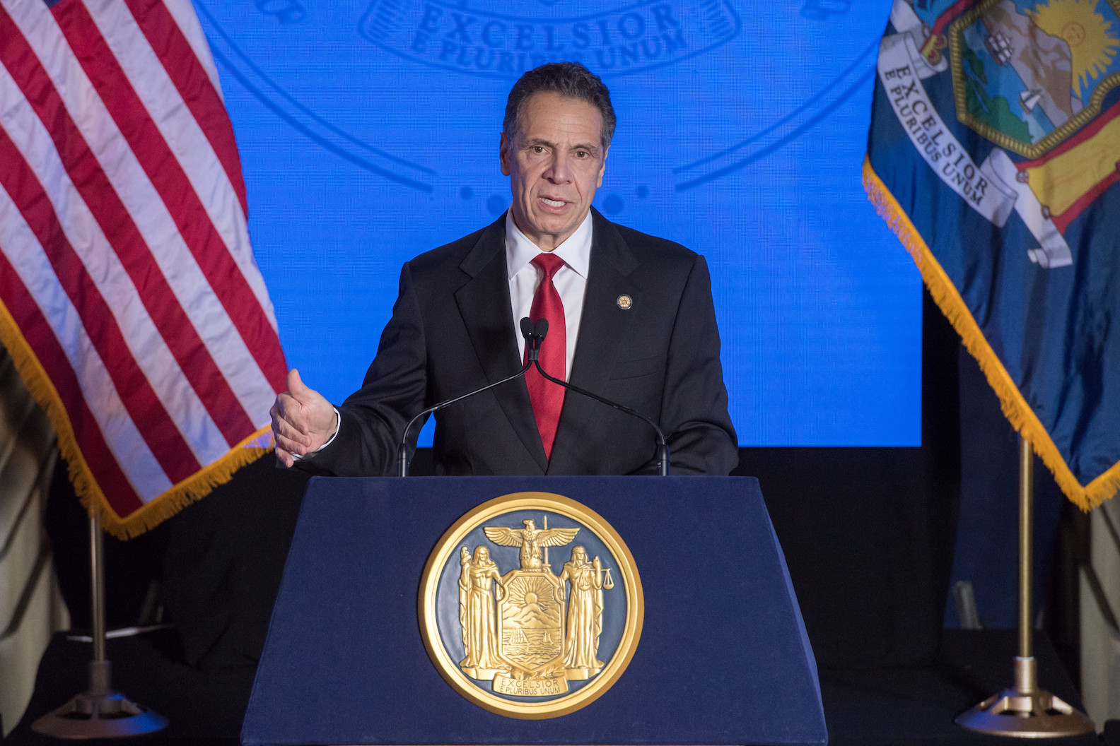 Gov. Andrew Cuomo delivers his 2021 State of the State address in the `war room` at the state Capitol (Photo by Darren McGee/Office of Gov. Andrew M. Cuomo)