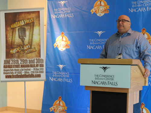 Niagara Falls Music & Art Festival President Rick A. Crogan spoke about the 2013 event during a press conference April 11. (photo by Joshua Maloni) 