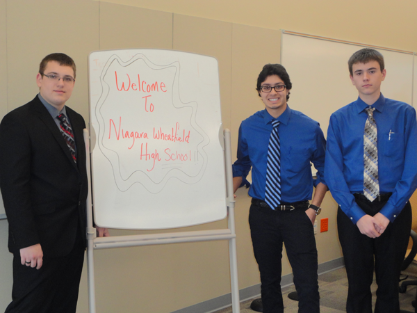 From left to right, student team leaders Mason Cancilla, Kyle Padin and Tyler Mietlicki. 