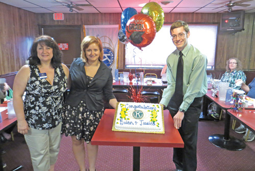 Kiwanis President Mary Dohm is shown with scholarship winners Jessica Lamson and Brian Zuch. (photo by Danny Maerten) 