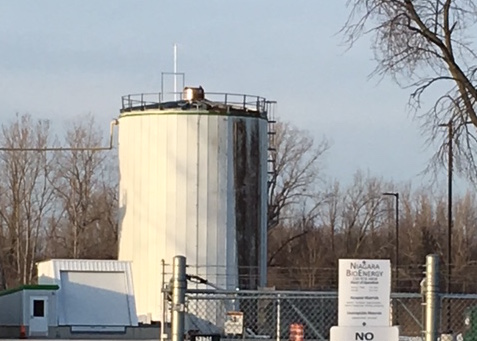 Wheatfield resident Monica Daigler `Was driving by with my family and noticed the (Quasar Niagara BioEnergy digester location) gate open after hours. We also noticed black stuff down the side of the feed tank,` she said. Daigler submitted this photo to the Tribune.