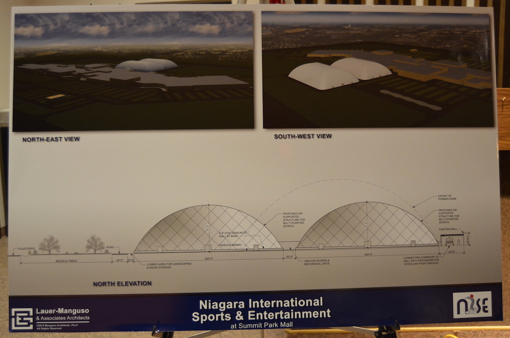 Shown are new site plans for the Niagara International Sports and Entertainment facility at The Summit mall.